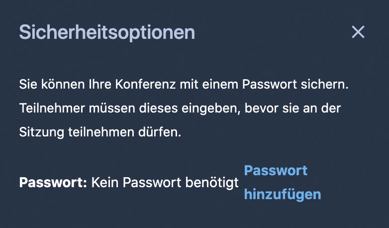 Passwort vergeben Sicherheitsoptionen - Passwort vergeben